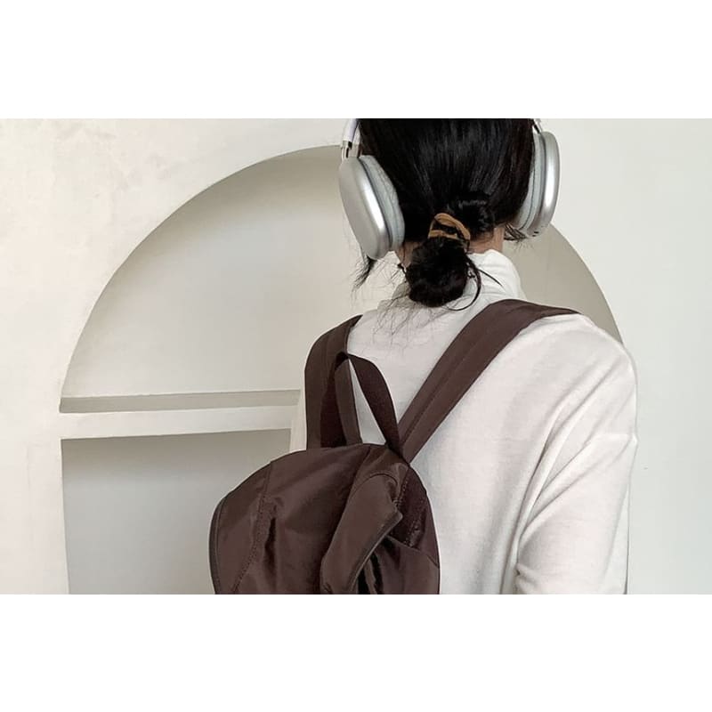 Plain Buckled Nylon Backpack