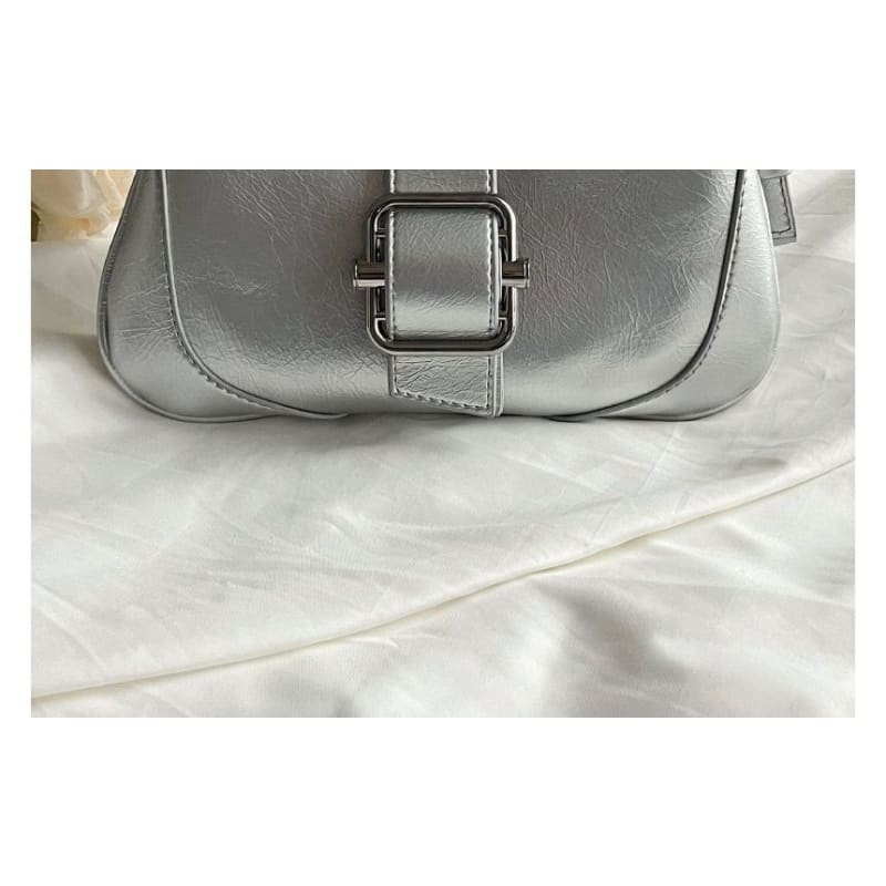 Plain Buckled Panel Shoulder Bag