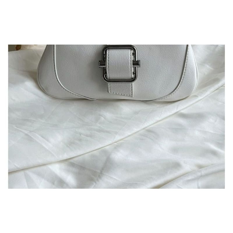 Plain Buckled Panel Shoulder Bag