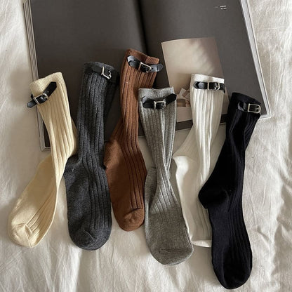 Plain Buckled Socks