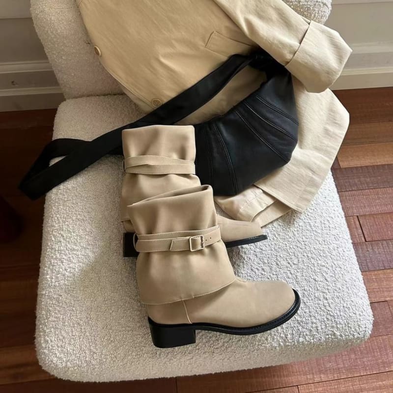 Plain Buckled Tall Boots