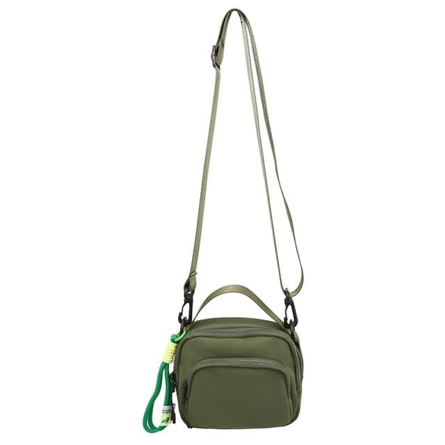 Plain Canvas Crossbody Bag - Green / One Size