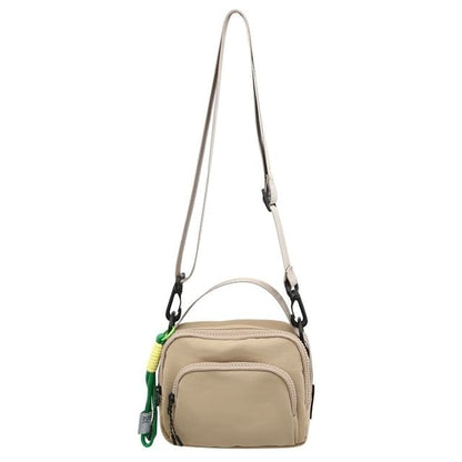 Plain Canvas Crossbody Bag - Khaki / One Size