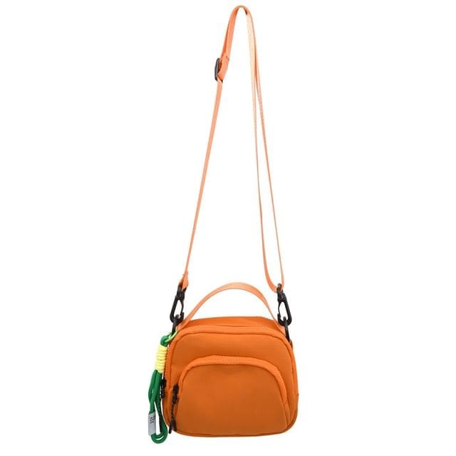 Plain Canvas Crossbody Bag - Orange / One Size