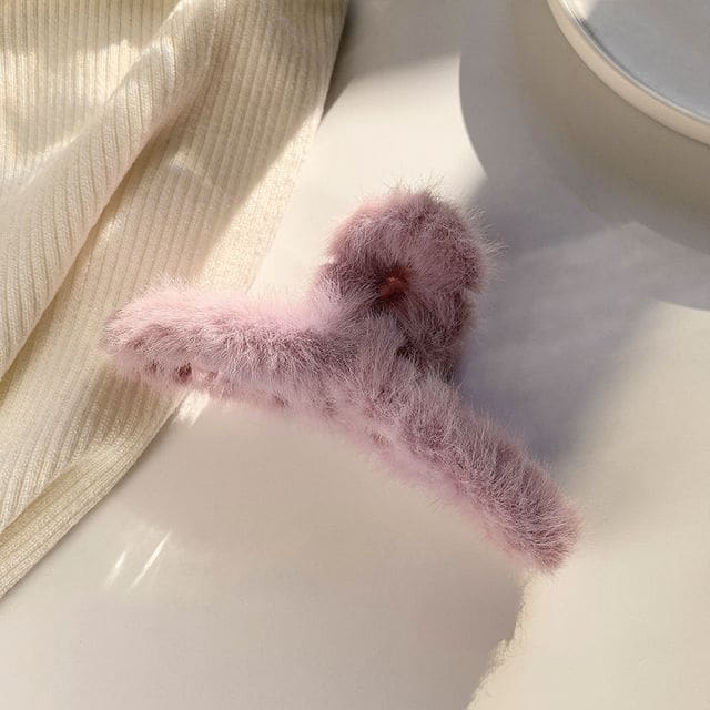 Plain Chenille Hair Claw - 10 - Purple / One Size