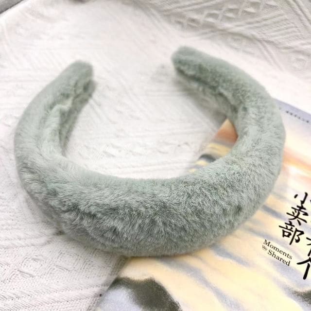 Plain Chenille Headband - Green / One Size