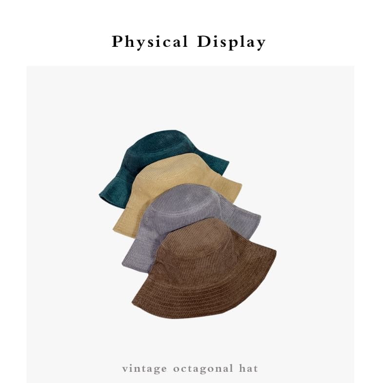 Plain Corduroy Bucket Hat - Hats