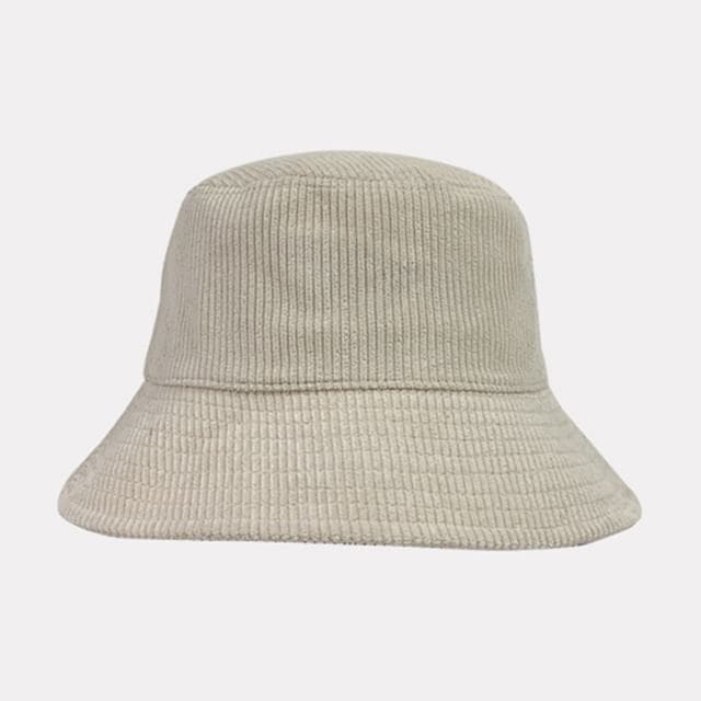 Plain Corduroy Bucket Hat - Off-White / One Size - Hats