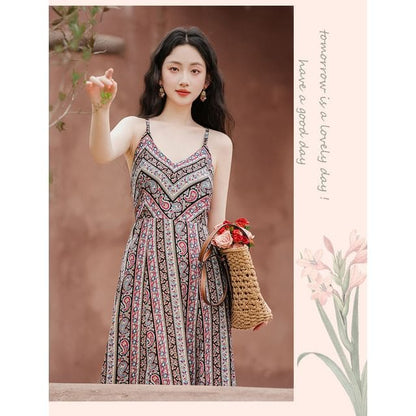 Plain Crochet Knit Midi Pinafore Dress / Spaghetti Strap