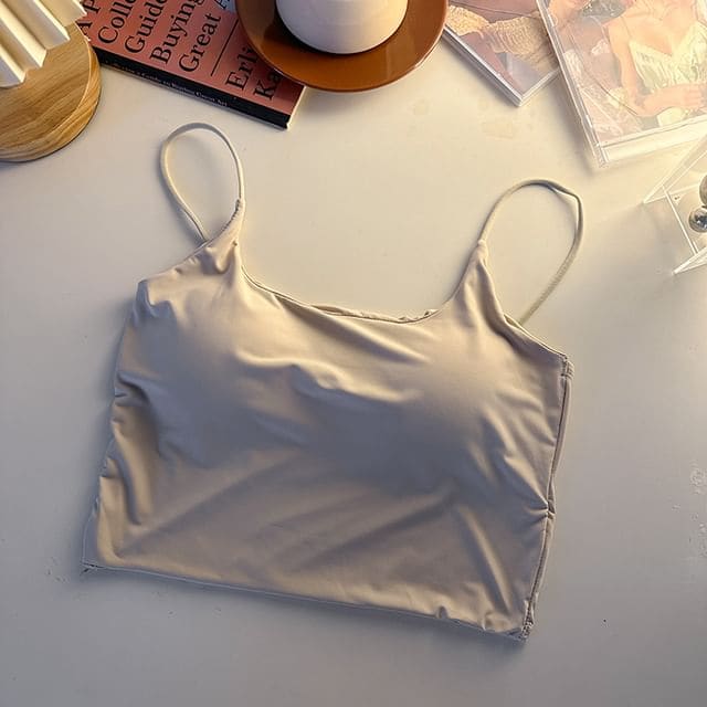 Plain Crop Bra Top - Almond / One Size