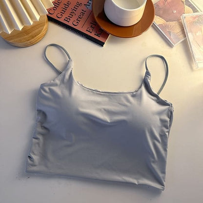 Plain Crop Bra Top - Gray / One Size