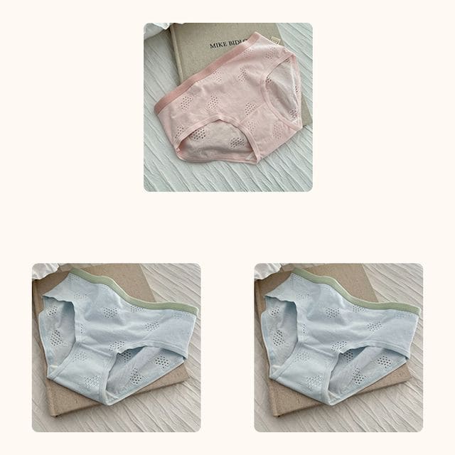 Plain Cutout Bikini Panties / Set - Set of 3 - 1 Light Pink