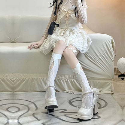 Plain Cutout Lace Socks Egirldoll