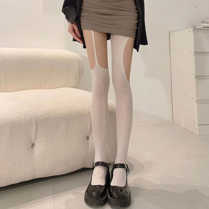 Plain Cutout Tights