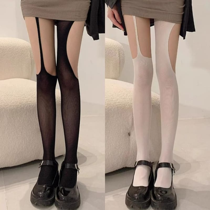 Plain Cutout Tights