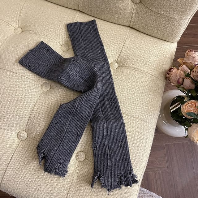 Plain Distressed Leg Warmers - Dark Gray / One Size