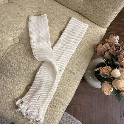 Plain Distressed Leg Warmers - White / One Size