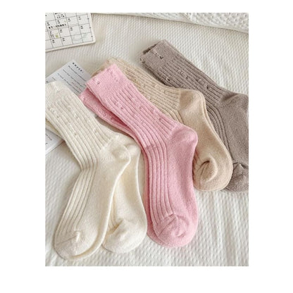 Plain Distressed Ribbed Socks Set