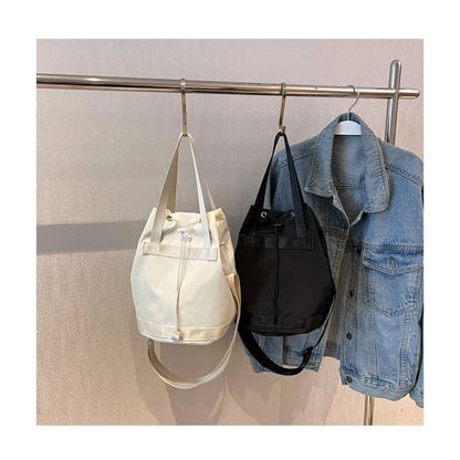 Plain Drawstring Bucket Bag