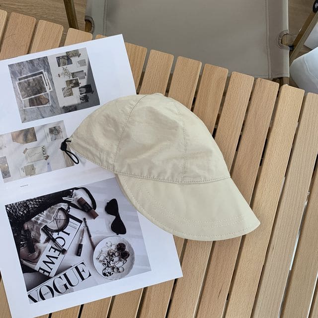 Plain Drawstring Cap - Off-White / One Size