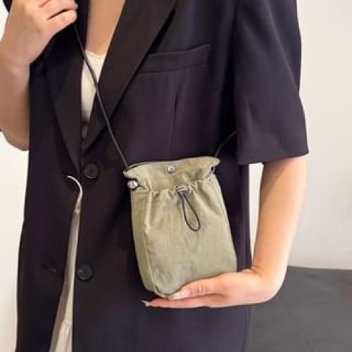 Plain Drawstring Crossbody Bag