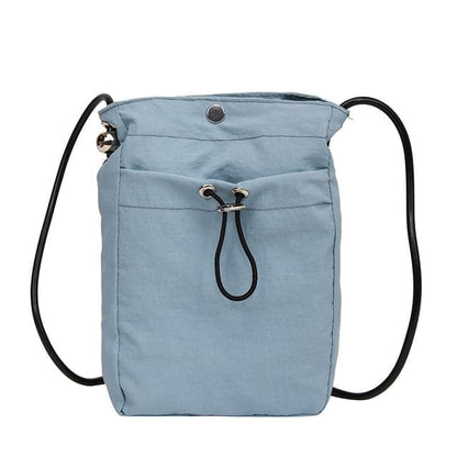 Plain Drawstring Crossbody Bag - Blue / One Size