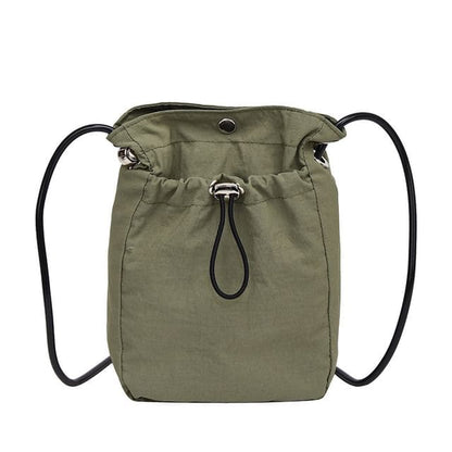 Plain Drawstring Crossbody Bag - Green / One Size