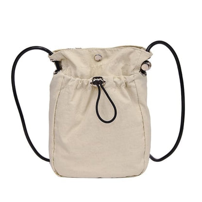 Plain Drawstring Crossbody Bag - Off-White / One Size