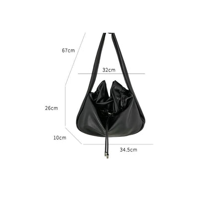 Plain Drawstring Faux Leather Tote Bag