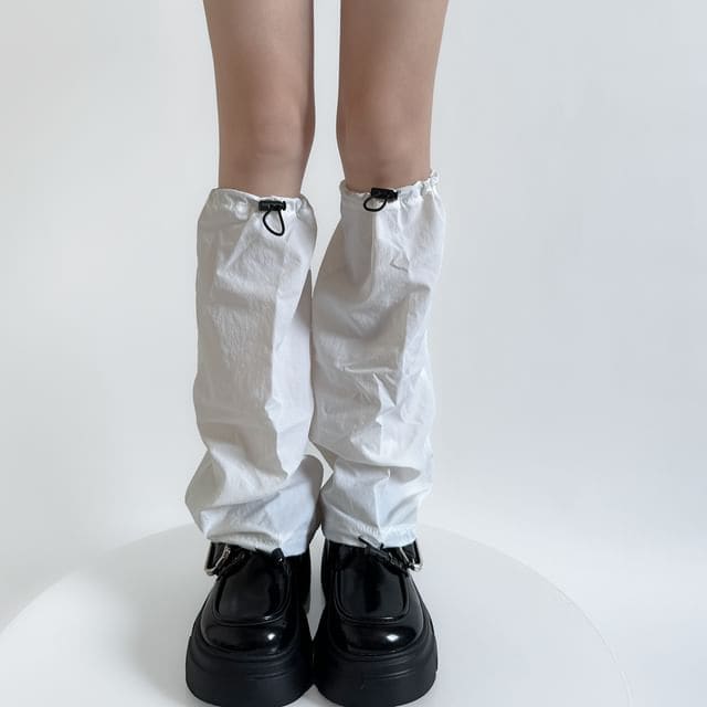 Plain Drawstring Leg Warmers - White / One Size