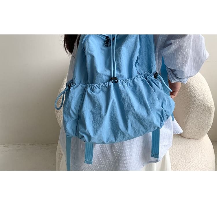 Plain Drawstring Nylon Backpack