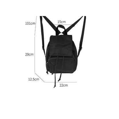 Plain Drawstring Nylon Flap Backpack