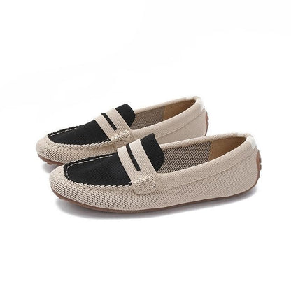 Plain Driving Loafers - Almond & Black / 35