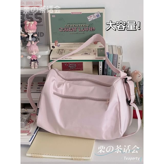 Plain Duffle Bag / Bag Charm / Set - Light Pink / One Size