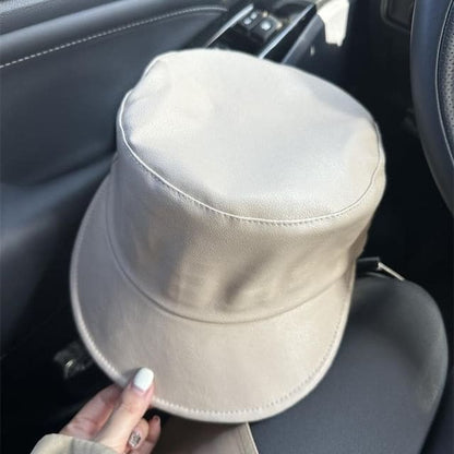 Plain Equestrian Hat - PU - Beige / One Size