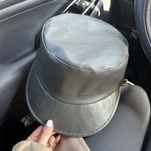 Plain Equestrian Hat - PU - Gray / One Size