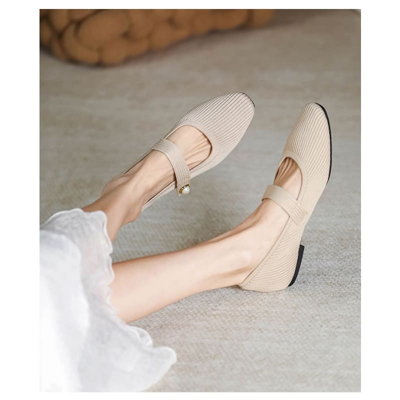 Plain Fabric Mary Jane Flats