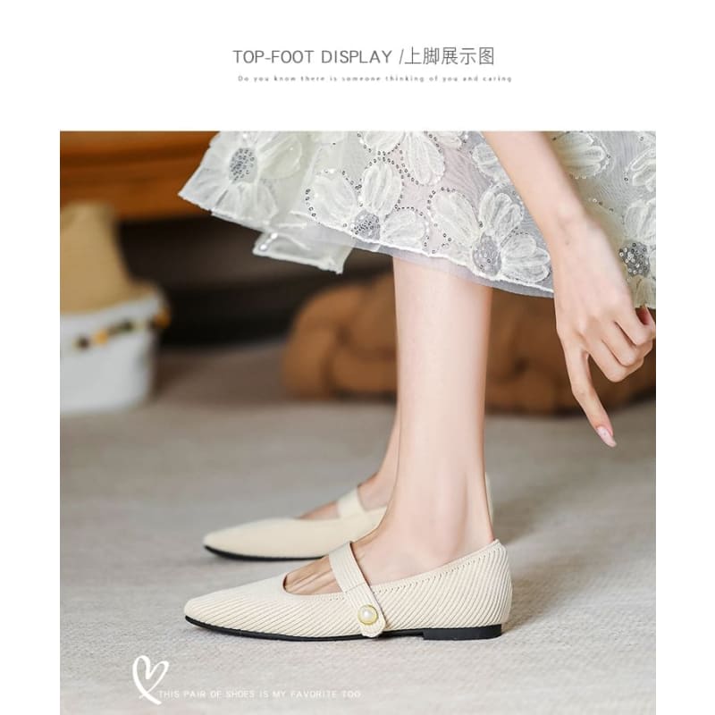 Plain Fabric Mary Jane Flats