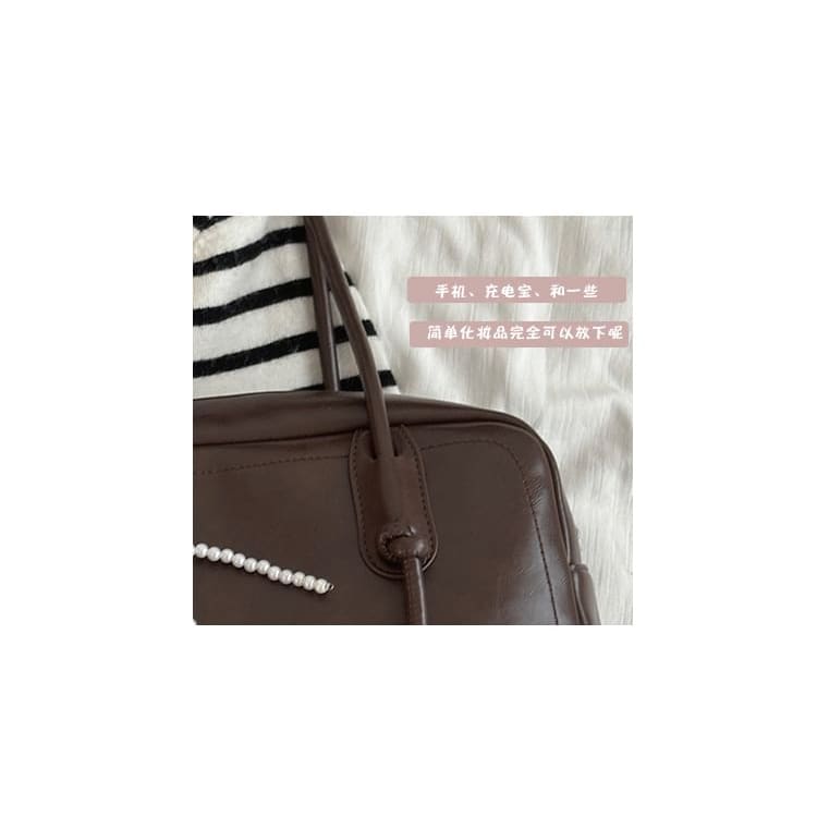 Plain Faux Leather Bowler Bag