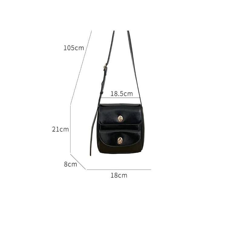 Plain Faux Leather Flap Crossbody Bag