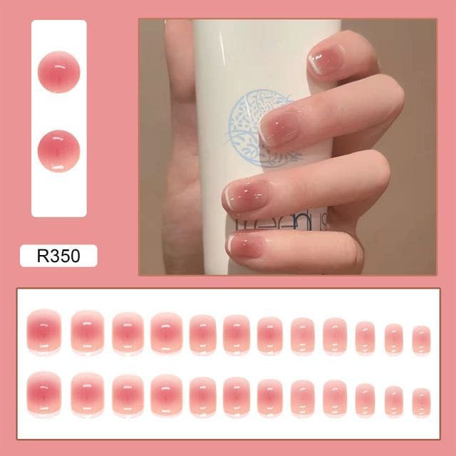 Plain Faux Nail Tips - Glue - D89 - Pink / One Size