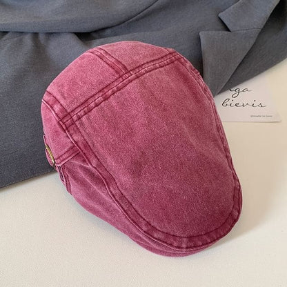 Plain Flat Cap - Red / One Size