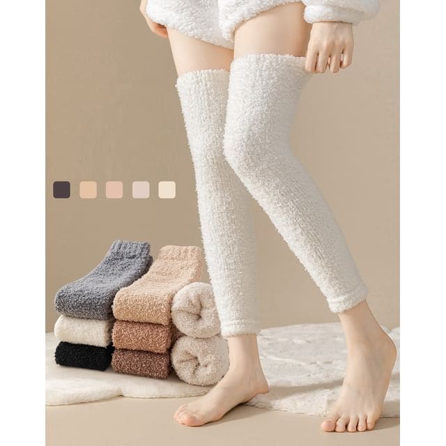 Plain Fleece Over-the-Knee Leg Warmers