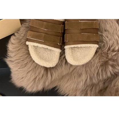 Plain Fleece Slide Sandals