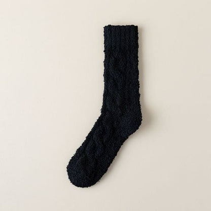 Plain Fleece Socks - Black / One Size