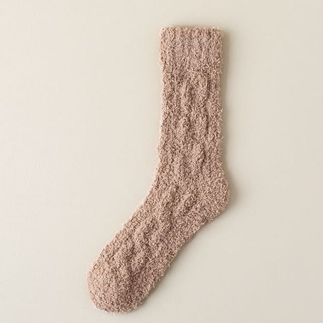 Plain Fleece Socks - Dark Brown / One Size