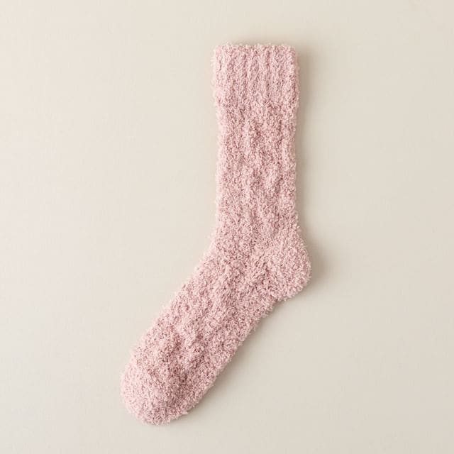 Plain Fleece Socks - Pink / One Size