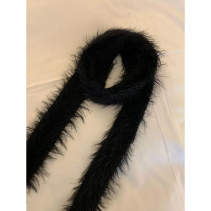 Plain Fluffy Light Scarf - Black / One Size