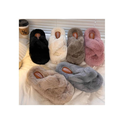 Plain Fluffy Platform Slippers