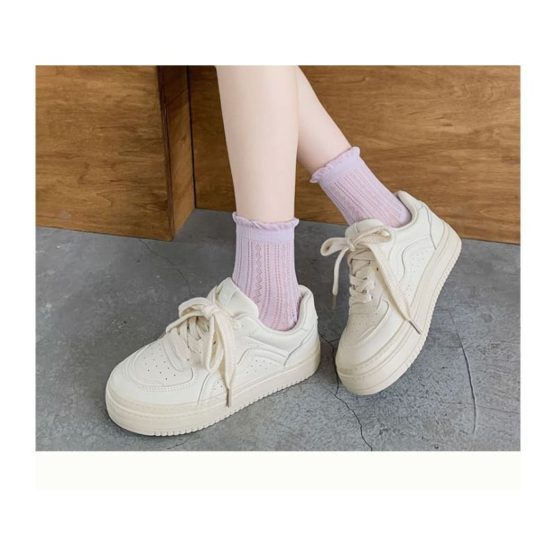 Plain Frill Short Socks Set